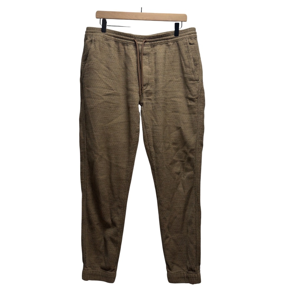 Taylor Stitch Men's Large Brown Textured Apres Pant Organic Cotton Jogger Pants